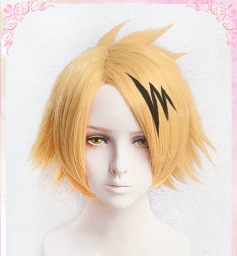 High Quality Kaminari Denki Wigs My Hero Academy Heat Resistant Synthetic Hair Cosplay Costume Wig + Wig Cap