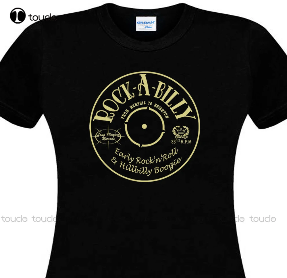 

New Fashion Print Round Neck Women Rockabilly Rock'N'Roll O-Neck Tops Tee Shirts Unisex