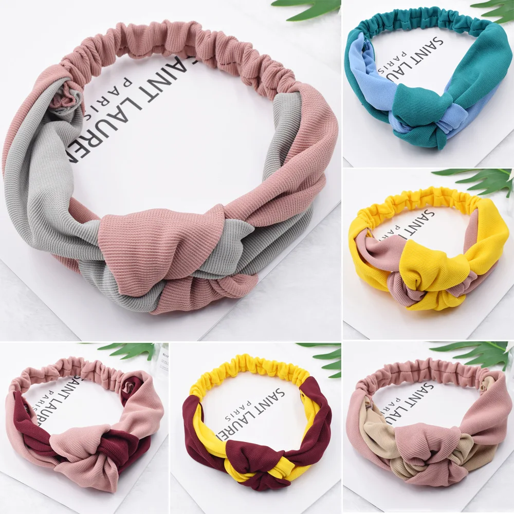 

New 2022 Fashion Girls Headband Handmade Shiny Pearl Rhinestone Decoration Headband Ladies Middle Knot Turban Hair Accessories