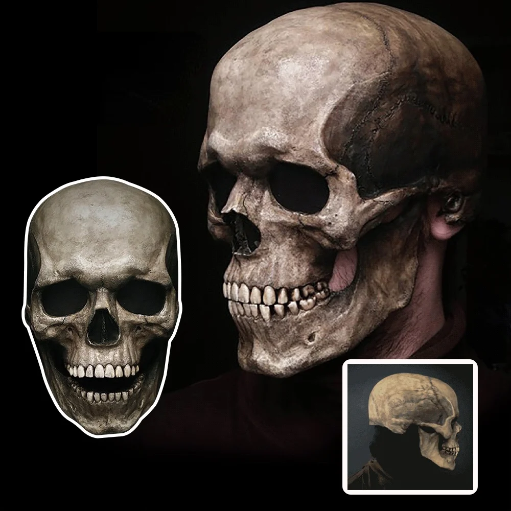 

Подвижная маска с черепом на всю голову, страшная маска на шлем, маскарадное праздничное украшение для вечеринки, Прямая поставка