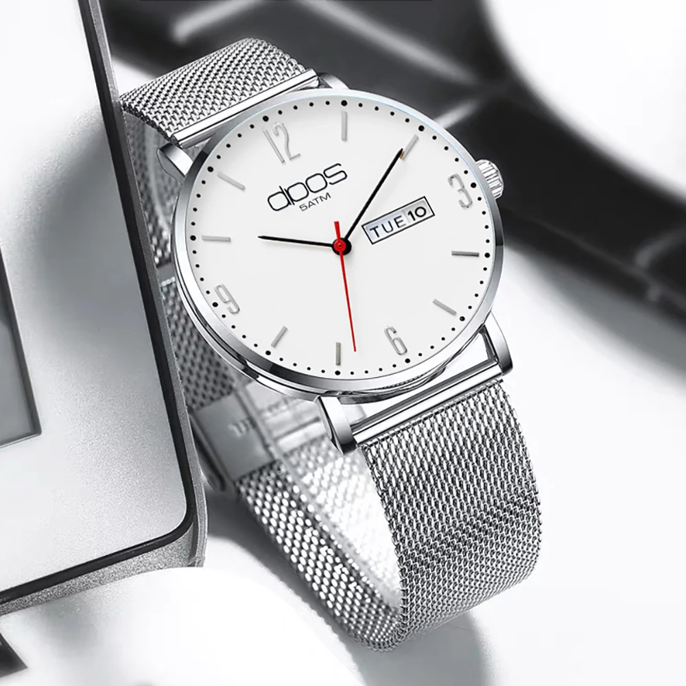 Мужские кварцевые деловые часы мужские спортивные с календарем военные