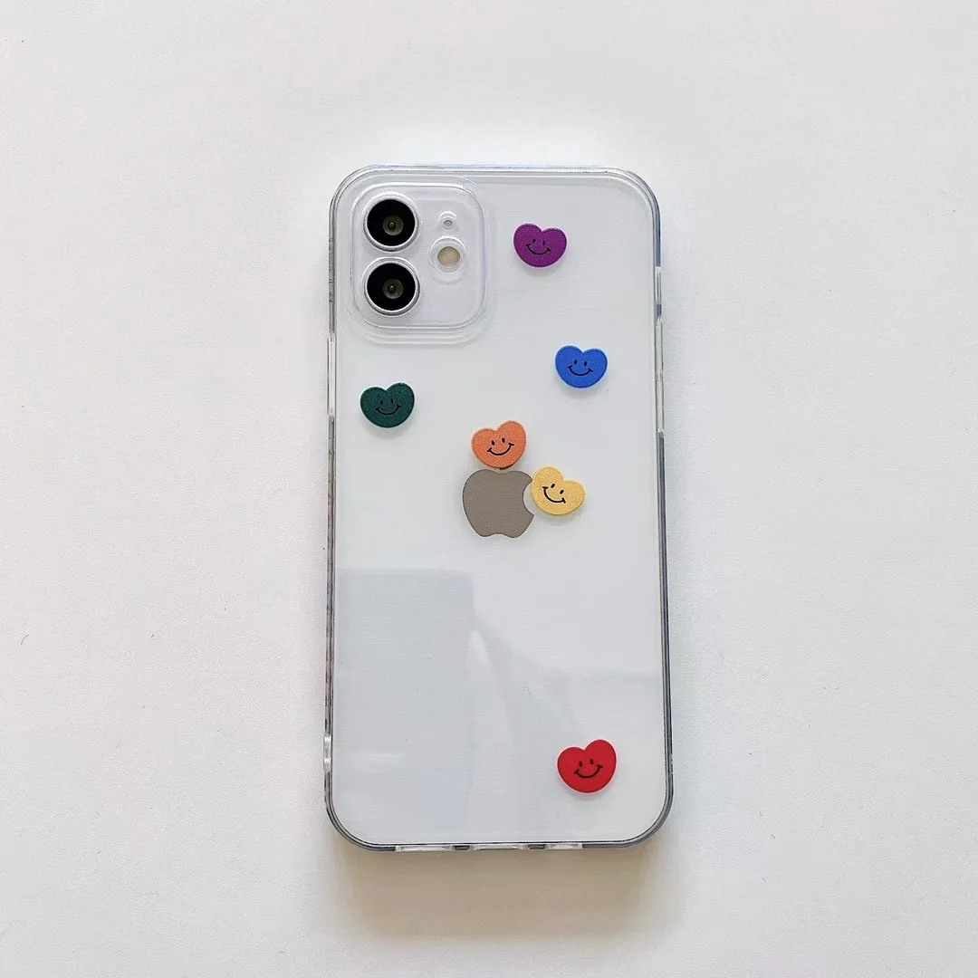 

INS cute Korean style side candy color love phone case for iPhone 11 12 pro MAX Xs MINI Xr X 7 8plus soft TPU back cover funda