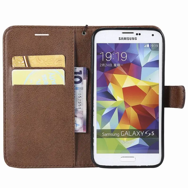 Чехол бумажник для Samsung Galaxy S5 I9600 откидной Роскошный кожаный с магнитной