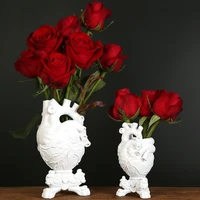 2021 new anatomical human heart vase novelty resin plant flower pots decorative home ornament body heart shape sculpture vase