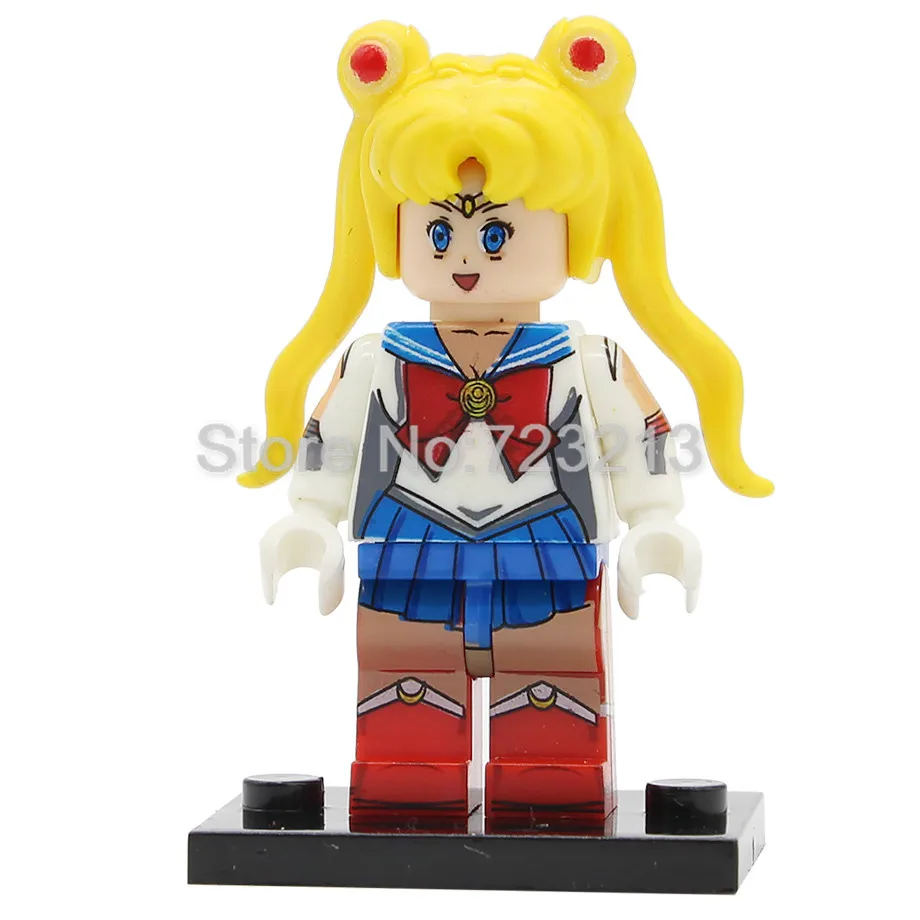 Одиночная Сейлор Мун мультфильм фигурка чибиуса Рей Хино Чиба Мамору строительные блоки наборы Kaiou Michiru девушка модели Кирпичи Игрушки - Цвет: Sailor Moon