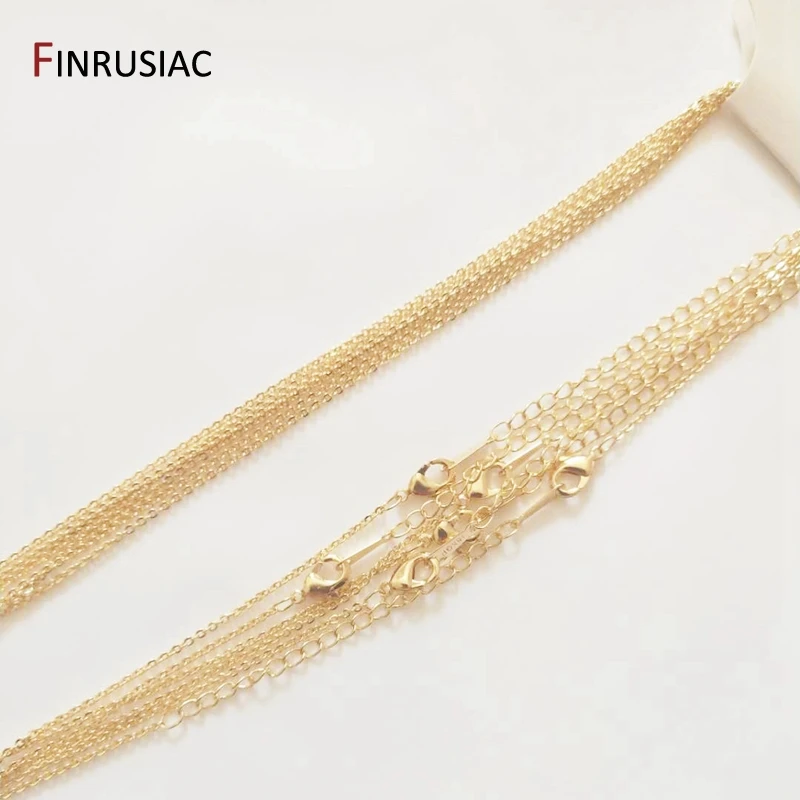 1.4mm thickness 50cm length Real Gold Plated metal Thin Chain for Necklace Making, DIY Jewelry Making Chain wholesale