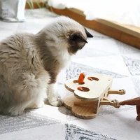 cat scratched mouse toy wooden maze funny puzzle interactive hit hamster game with catnip catch bite teaser cat sticks supplies
