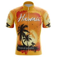 hirbgod 2020 new hawaii tropical paradise mens bike jersey yellow short sleeve cycling shirt coconut tree riding top