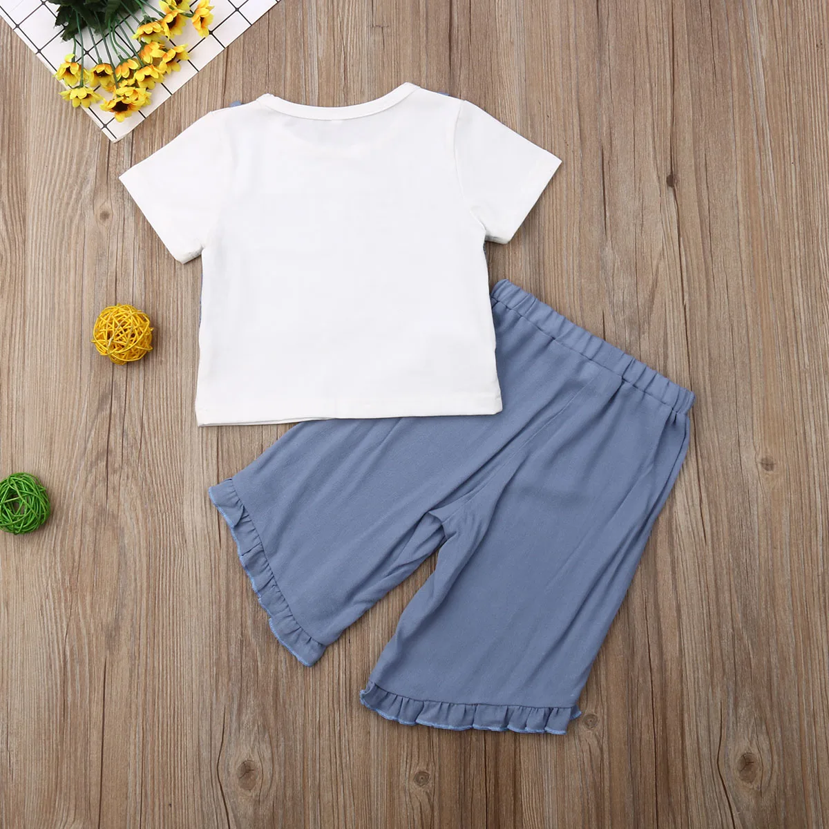 От 0 до 4 лет комплекты одежды для маленьких девочек Футболка с кружевными цветами