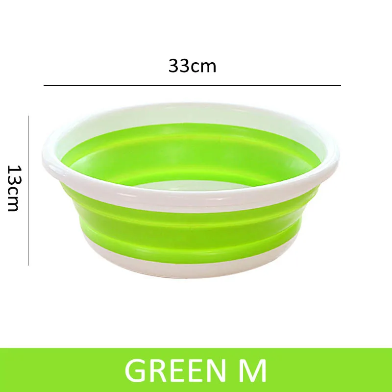 green M Складные бассейны складной умывальник высокой емкости овощная миска для фруктов экономии пространства бытовые моющие средства 1 шт - Цвет: green M