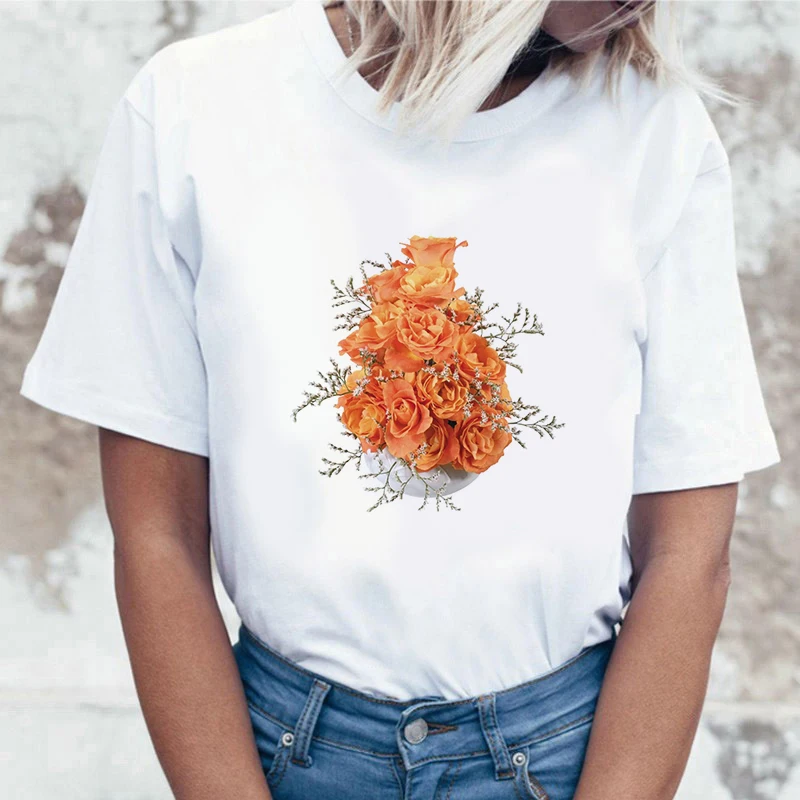 

Women's T-shirt 90s Ulzzang Harajuku Graphic Funny Garland cartoon Print T-shirt O Neck Casual Women's Top T-shirt