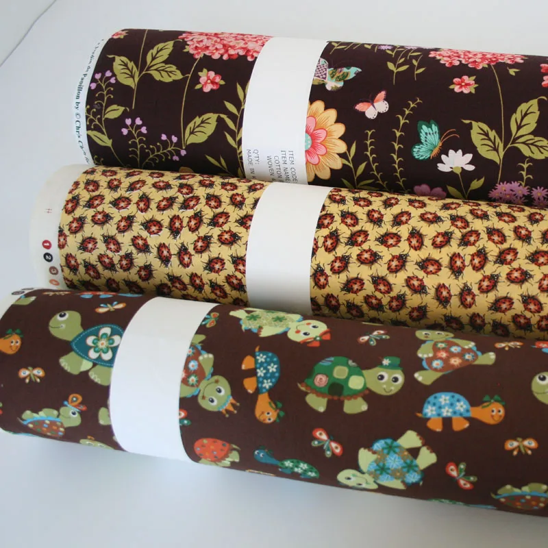 Половинная хлопчатобумажная ткань с мультяшным принтом бабочки и животных