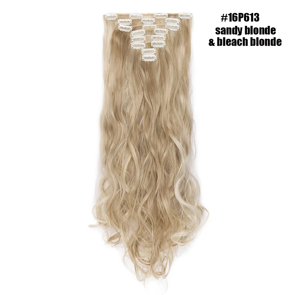 16P613 SNOILITE 2" 8 шт./компл. длинные волнистые натуральные заколки для наращивания волос высокотемпературный волоконный шиньон синтетические 18 клипов в прическе - Цвет: 16P613
