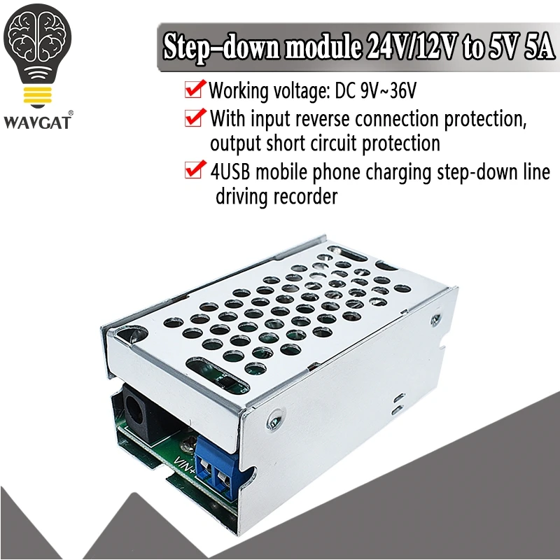 DC 9V 36V постоянного тока до 25W 5V 5A 4USB Выход понижающий преобразователь вниз Питание