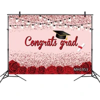 congrats grad backdrop red rose backdrops for photography string lights background graduation party banner photo background