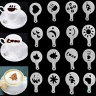Пластиковые трафареты для декорирование тортов капкейк кофе 16 шт., реалистичные формы для украшения кофе, баристы, кухонные аксессуары
