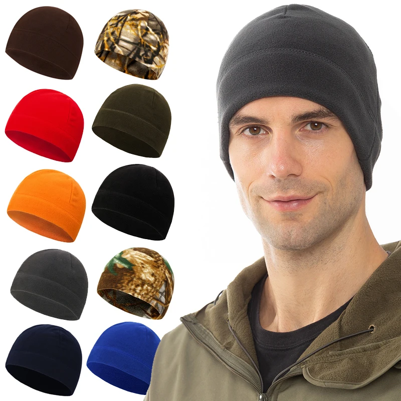 

Winter Men's Caps Outdoor Faux Fleece Round Hat Sports Knitted Hat Cycling Hiking Cap Male Windproof Military Tactical Men's Hat