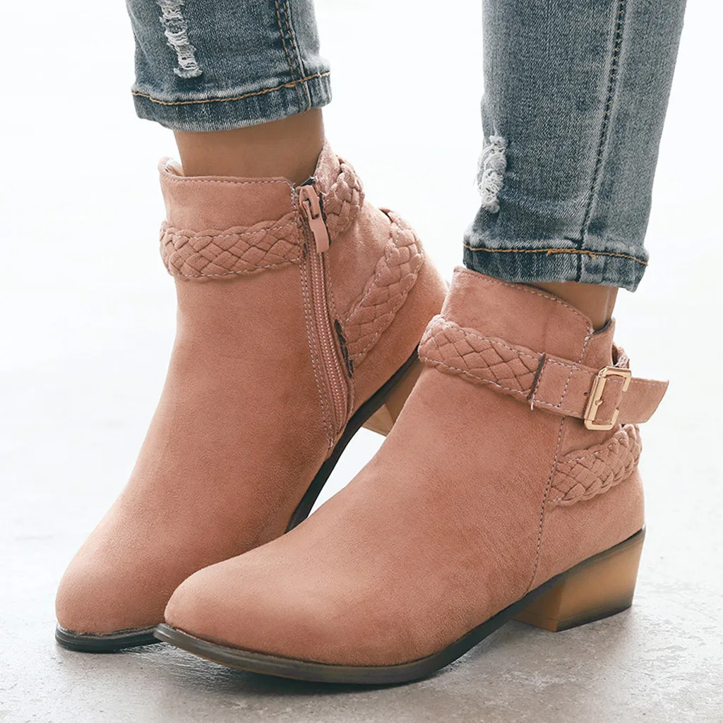 SAGACE/женские ботинки для отдыха в римском стиле однотонные полусапожки на низком