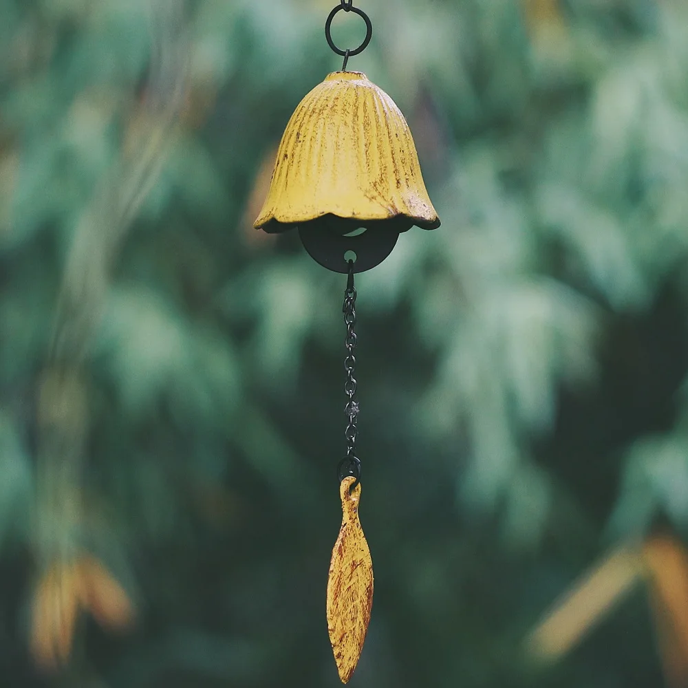 Японский Iwate Южный чугунный ветровой колокольчик подвесной трехосенний лист