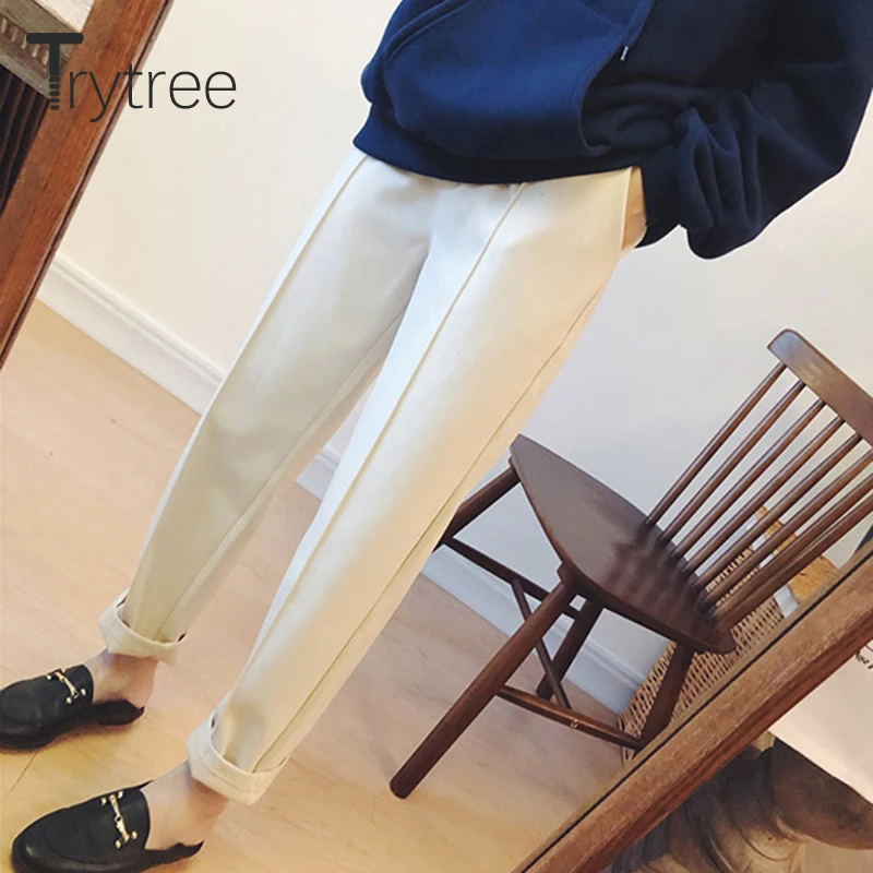 Trytree 2019 осень зима женские повседневные брюки модные однотонные 3 цвета с