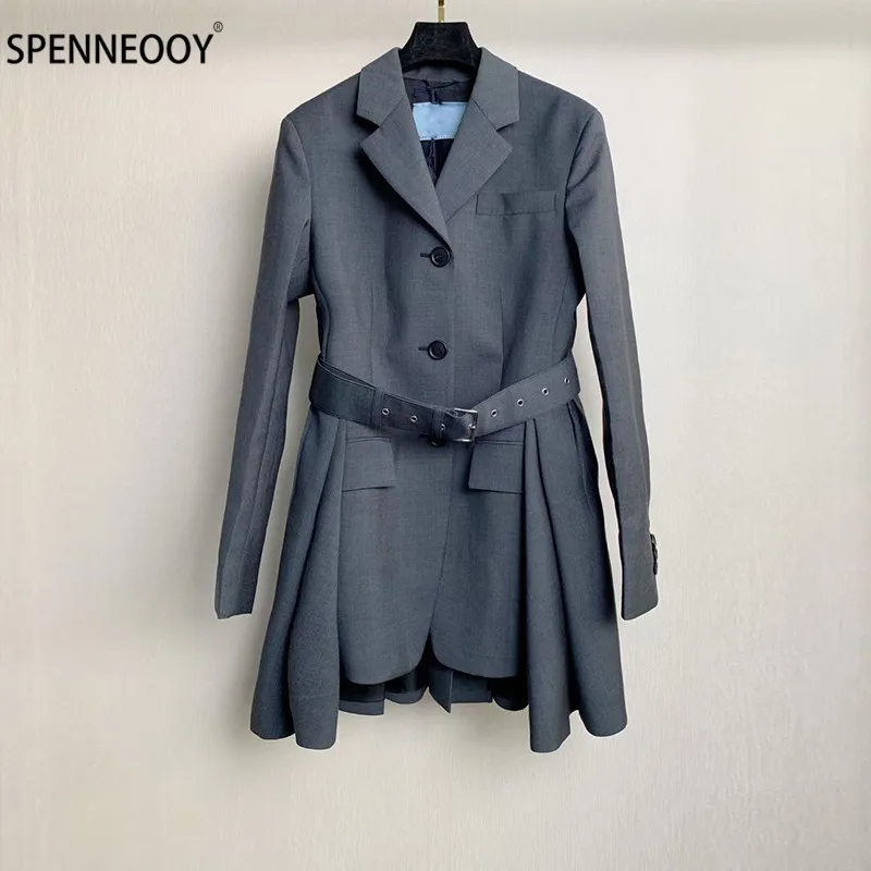 Женское офисное платье блейзер SPENNYMOOR однобортное модное серое мини для весны и
