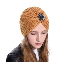 2020 classic soft wool warm bohemian style winter wool cap flower drill with drill knitting cap turbans coarse wool knit hat
