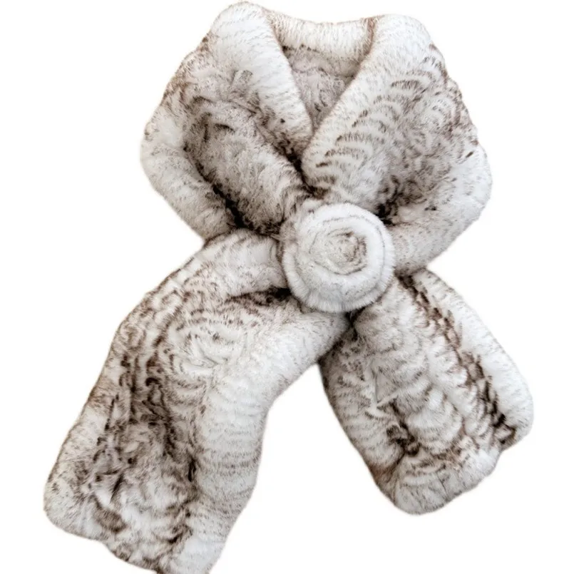 Настоящий мех кролика шарф женский зимний теплый пушистый воротник вязаные