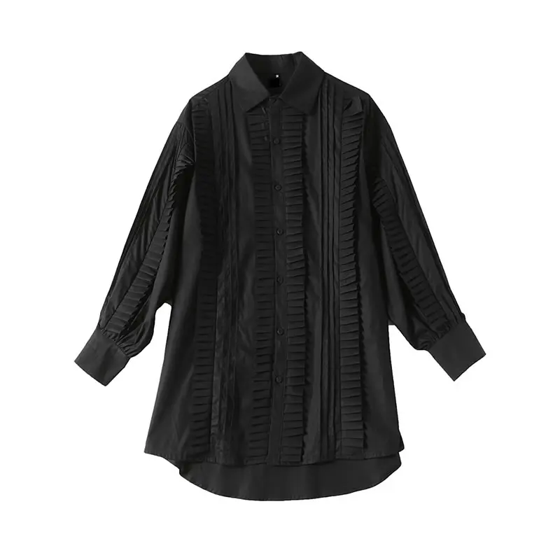 

XITAO Pleated Blouse Fashion New Women Single Breasted 2021 Spring Autumn Minority Loose Casual Style Minority Shirt Top ZY5400