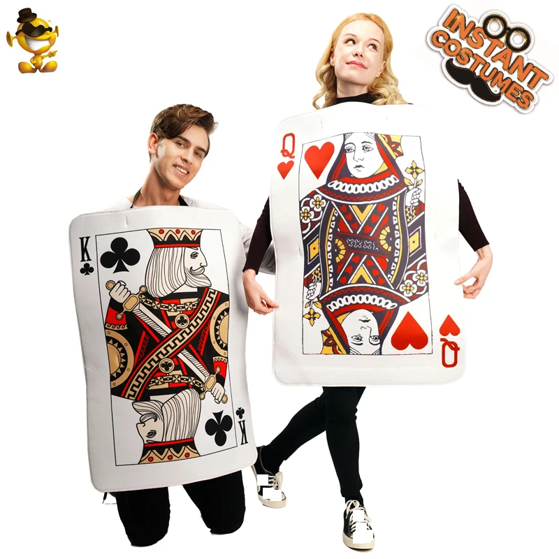 Halloween Costumes Adult King and Queen of Hearts Costumes Dress Up  Hearts Playing Card Poker Card