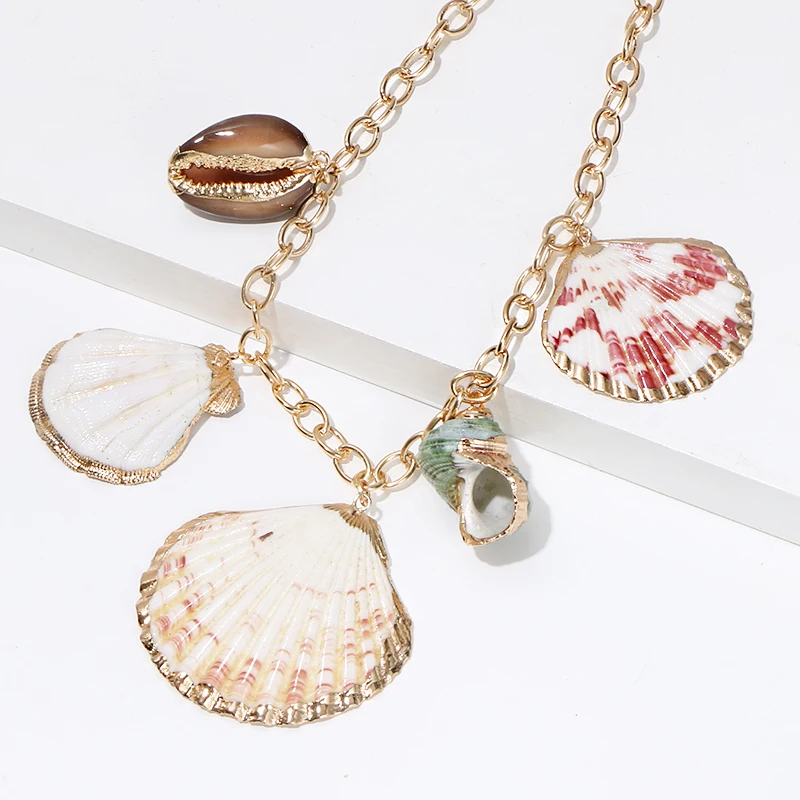 KOMi 20Styles Bohemian Natural Stone Pearls Collar Pendant Necklace for Women Ethnic Chokers Shell Chain Statement Necklace Gift