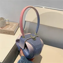 Luxury Stone Pattern Top-Handle Women Handbags Designer Small Round Design Pu Leather Hand Bag Female 2022 Newpurse Clutches