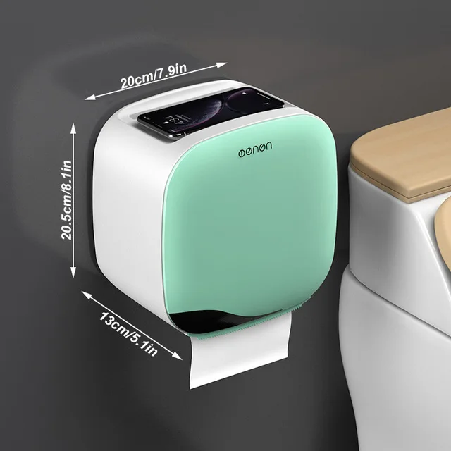 Green Tissue Box Настенная подставка для зубных щеток, монтируемый автоматический диспенсер для зубной пасты, стеллаж для хранения фена, держатель для салфеток, набор аксессуаров для ванной комнаты - Цвет: Green Tissue Box