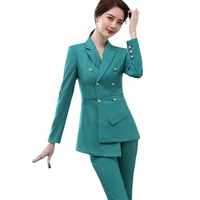autumn and winter womens professional suits 2022 striped double breasted ladies jacket temperament high waist trousers overalls
