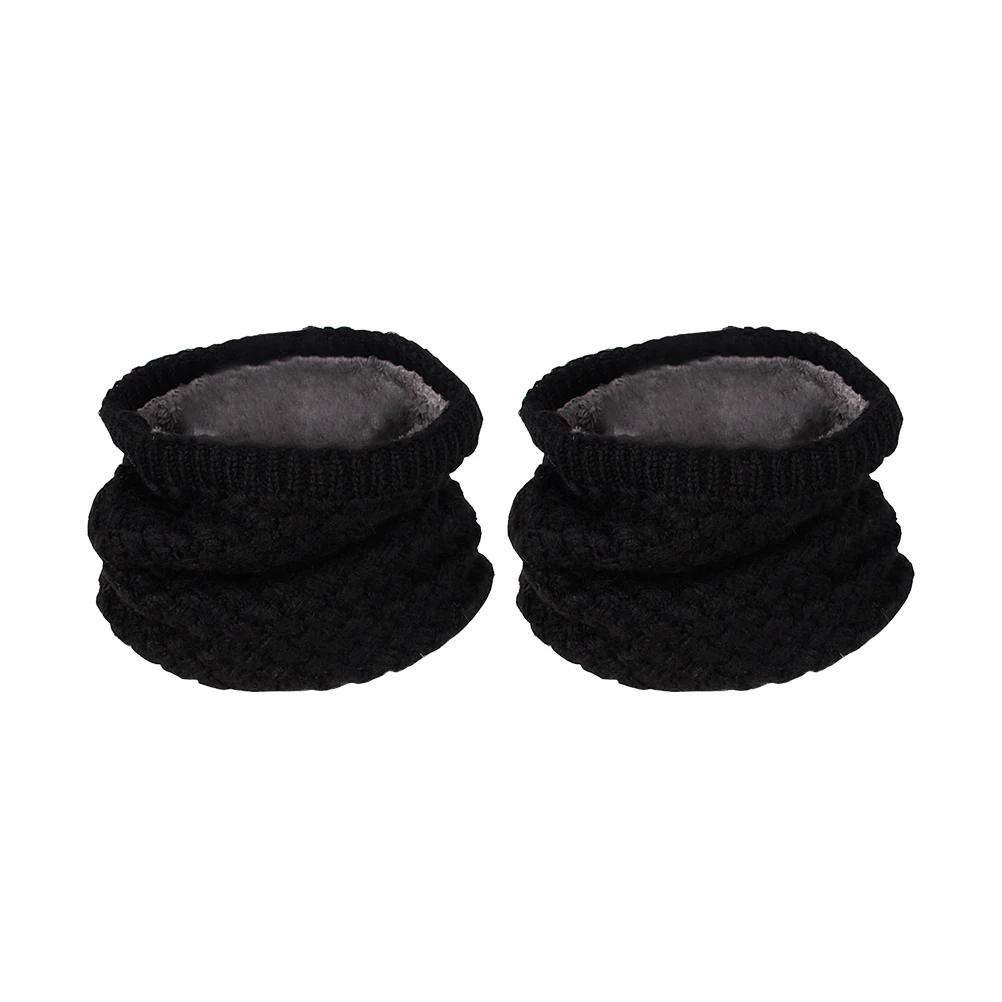 2 шт унисекс черный зимний шейный платок теплый вязаный круглый шарф толстый