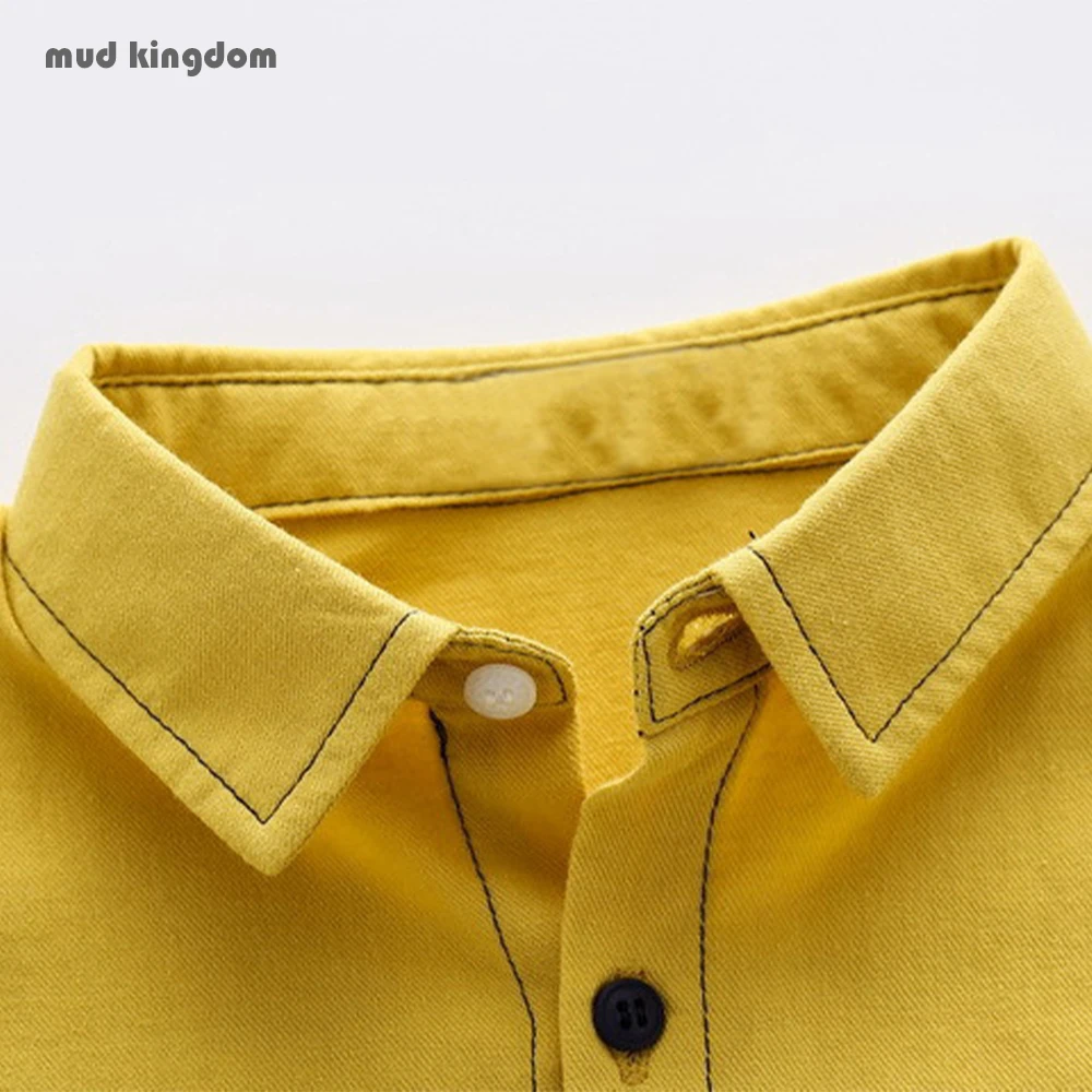 

Mudkingdom Boy Collar Shirt Solid Cotton Tops New Long Sleeve Kid Clothes Shirts for Toddler Boys