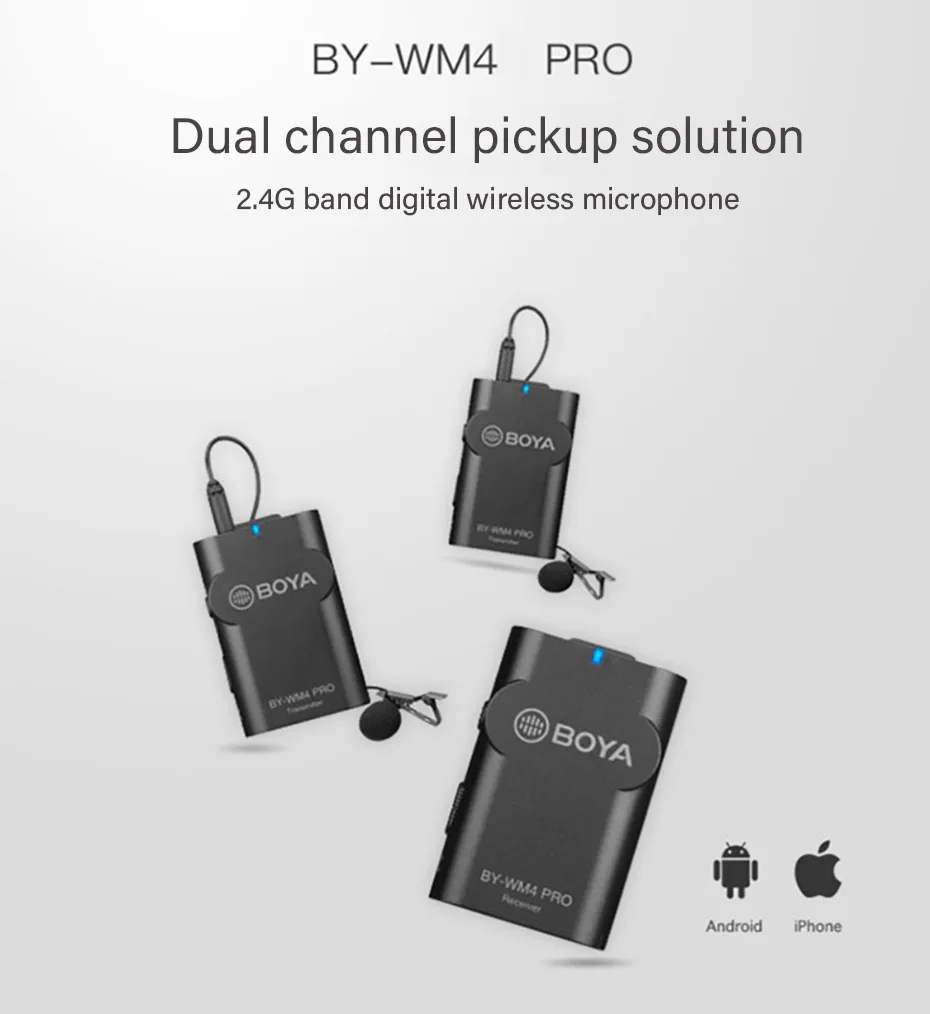 Boya BY WM4 Pro Lavalier беспроводной микрофон с отворотом Студийный для DSLR камер Sony