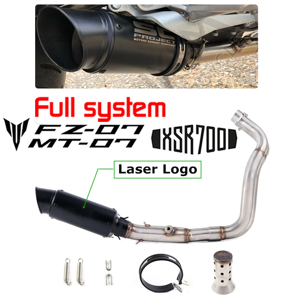 

Motorcycle Exhaust Front Pipe Muffler Full System Slip On For Yamaha FZ-07 MT-07 FZ07 MT07 2014-2019 XSR700 2016-2019 XSR700