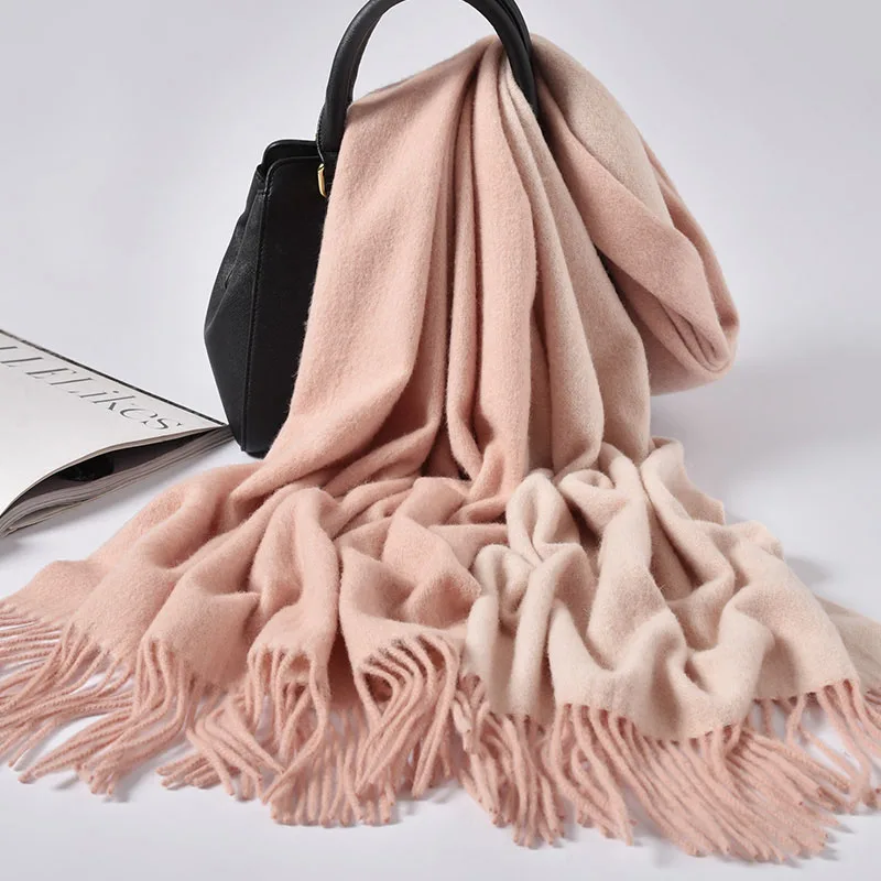 Женский шарф из 100% шерсти верблюжий двусторонний доступен 2021 брендовые теплые