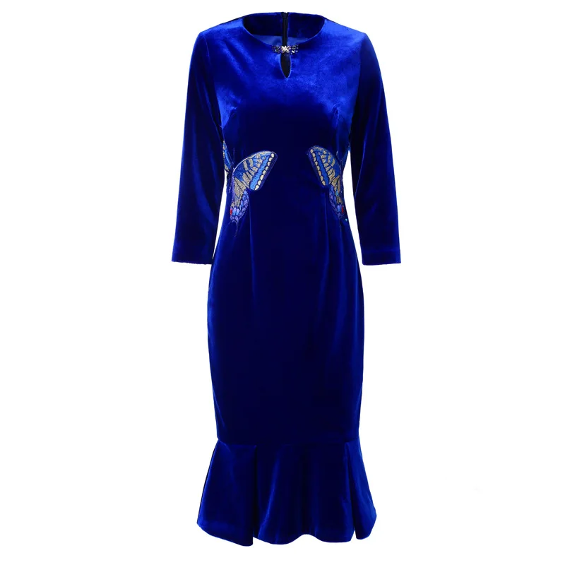 Офисное женское платье-карандаш с вышивкой подиумное новинка 2018 зимнее