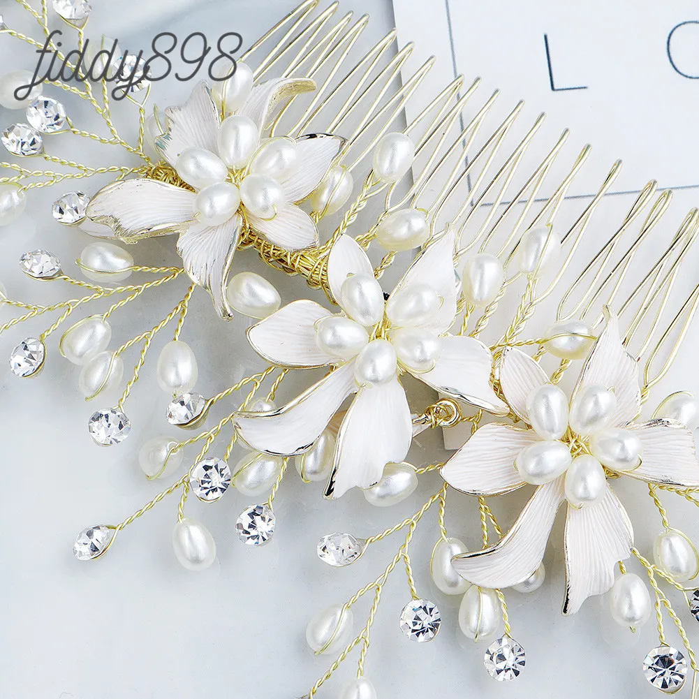 Свадебные аксессуары для волос с жемчугом стразы цветок свадебные гребни tocados de