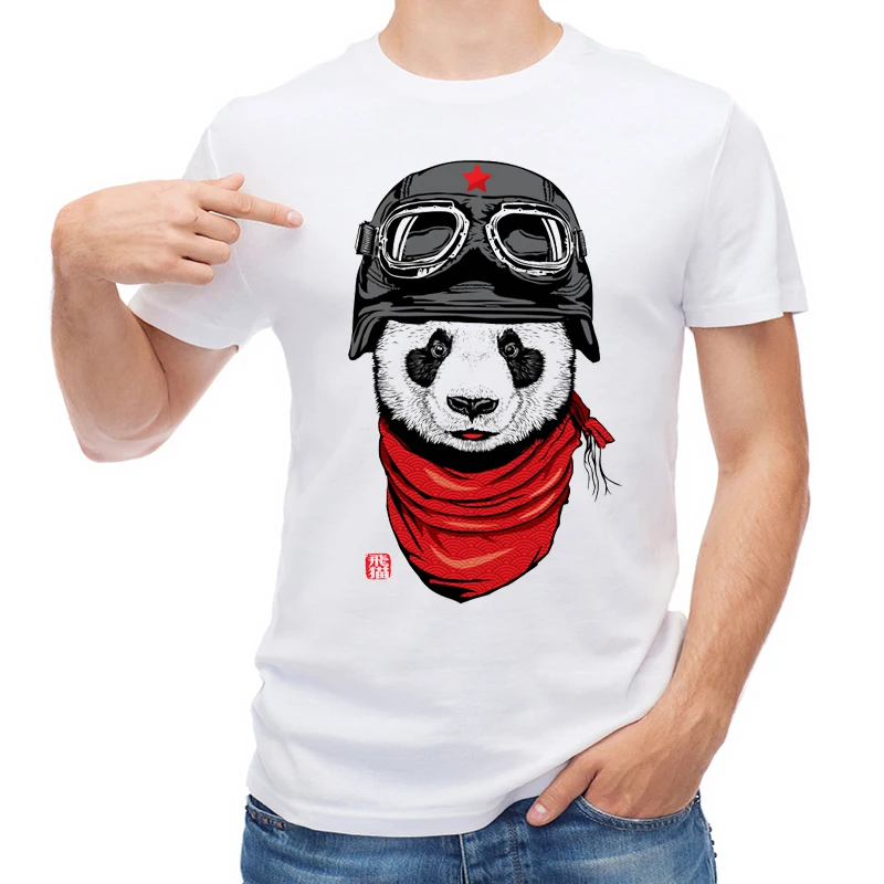 

TEEHUB Newest Adventure Panda Men T-shirt Fashion Vintage Panda Printed Short Sleeve T Shirt O-Neck Tops Cool Tees