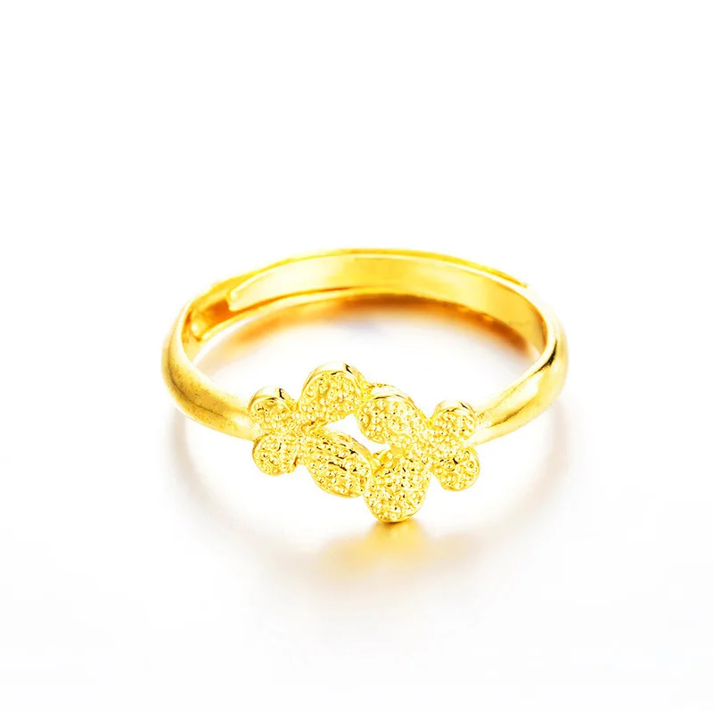 OMHXFC Wholesale European Fashion Woman Girl Party Birthday Wedding Gift Flower Bowknot Feather Heart 18KT Real Gold Ring RI45 | Украшения