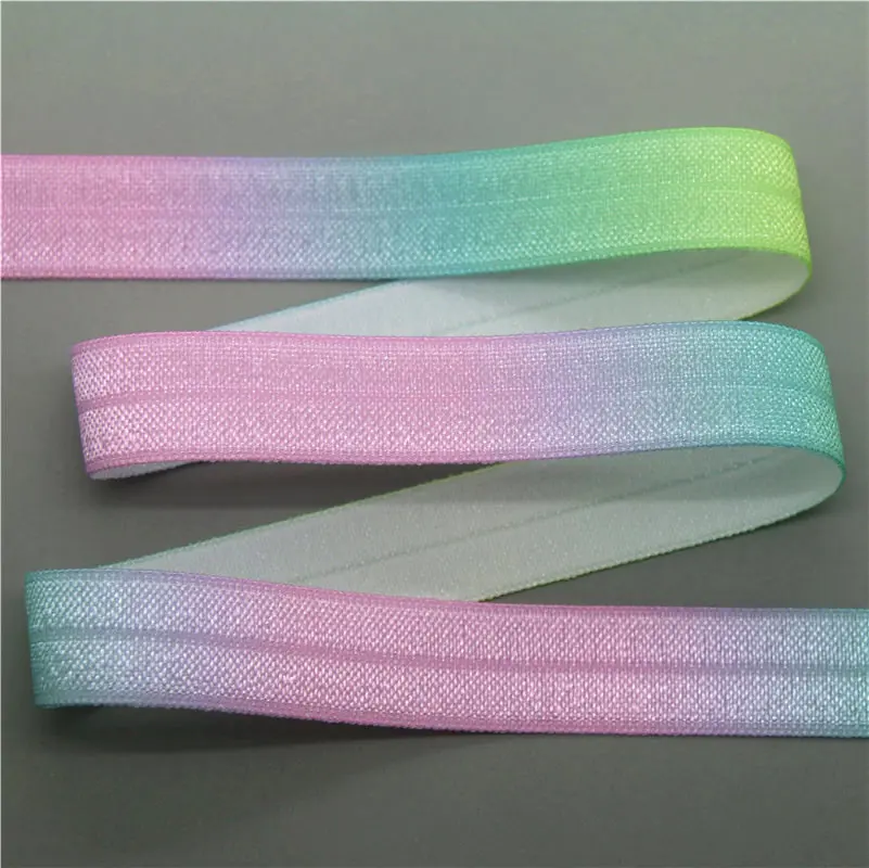 DHK 5/8'' 5yards gradient colors printed Fold Elastic FOE stretch ribbon hairbow headwear headband DIY OEM E1629 | Дом и сад