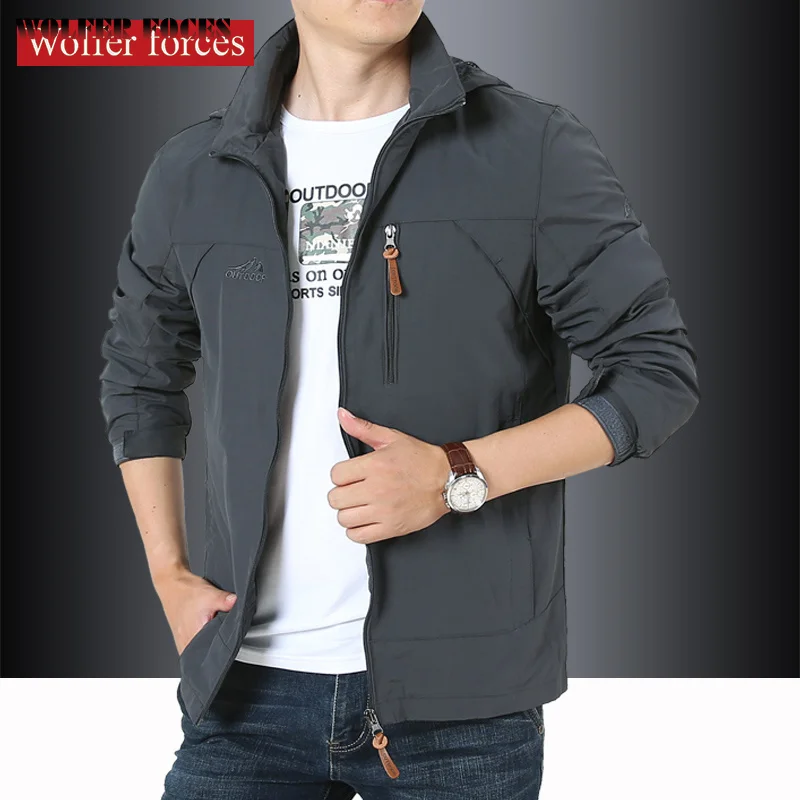 Ветровка мужская водонепроницаемая повседневная куртка-бомбер большого размера
