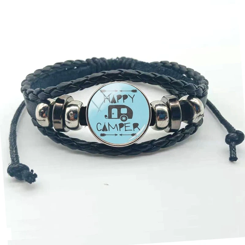 Счастливый кемпинг милый браслет I RV стеклянный выпуклый путешественника