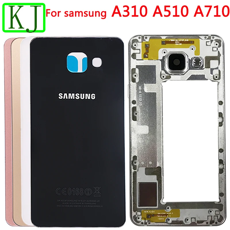 Задний Полный Корпус для samsung Galaxy A3 A5 A7 A310 A510 A710 батарея задняя крышка передняя средняя рамка Корпус платы