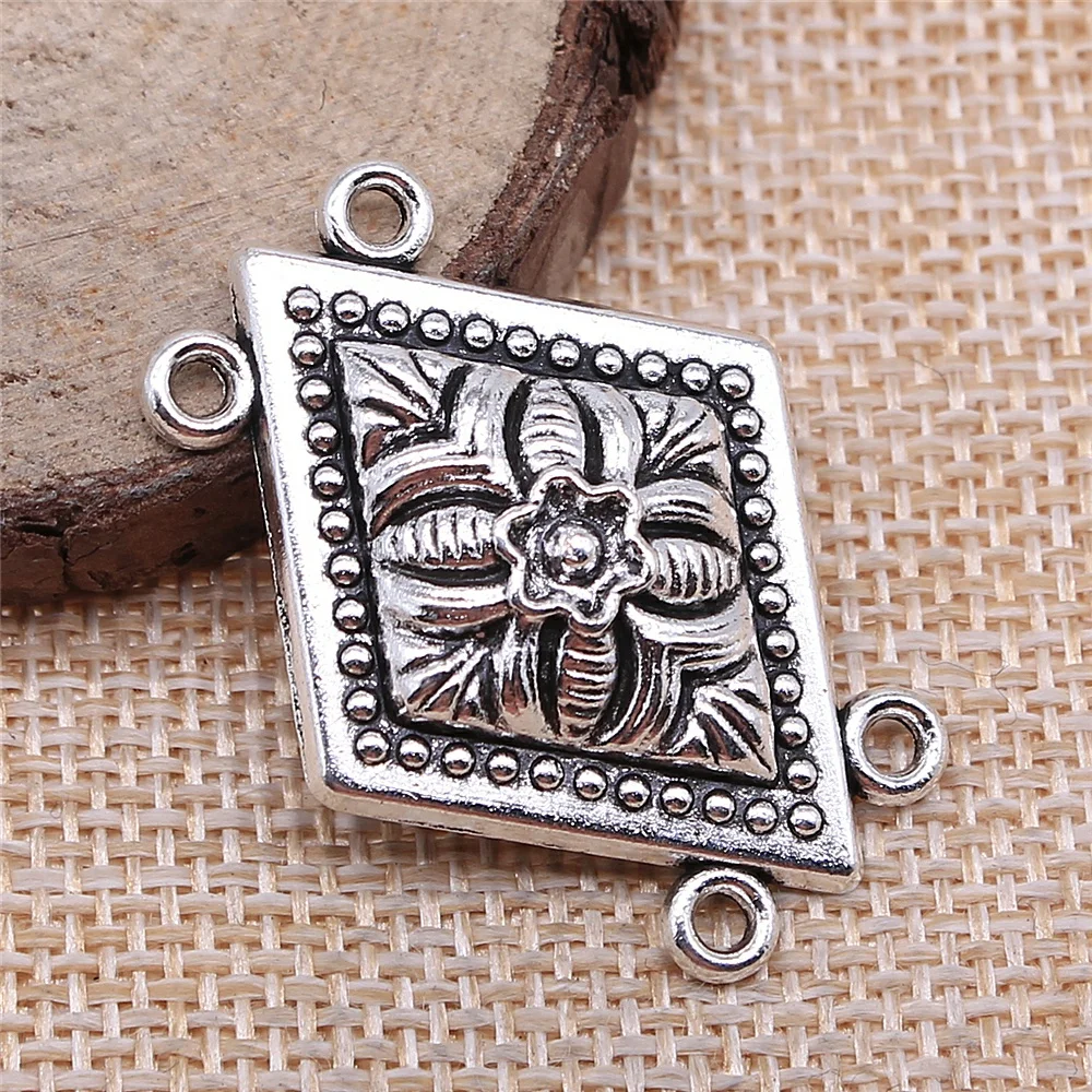 

Серьги «сделай сам», 3 шт., ювелирные аксессуары, 27x37 мм, цепочка для тела, цветок, пористый соединитель, сплав цинка, античный Серебристый цве...