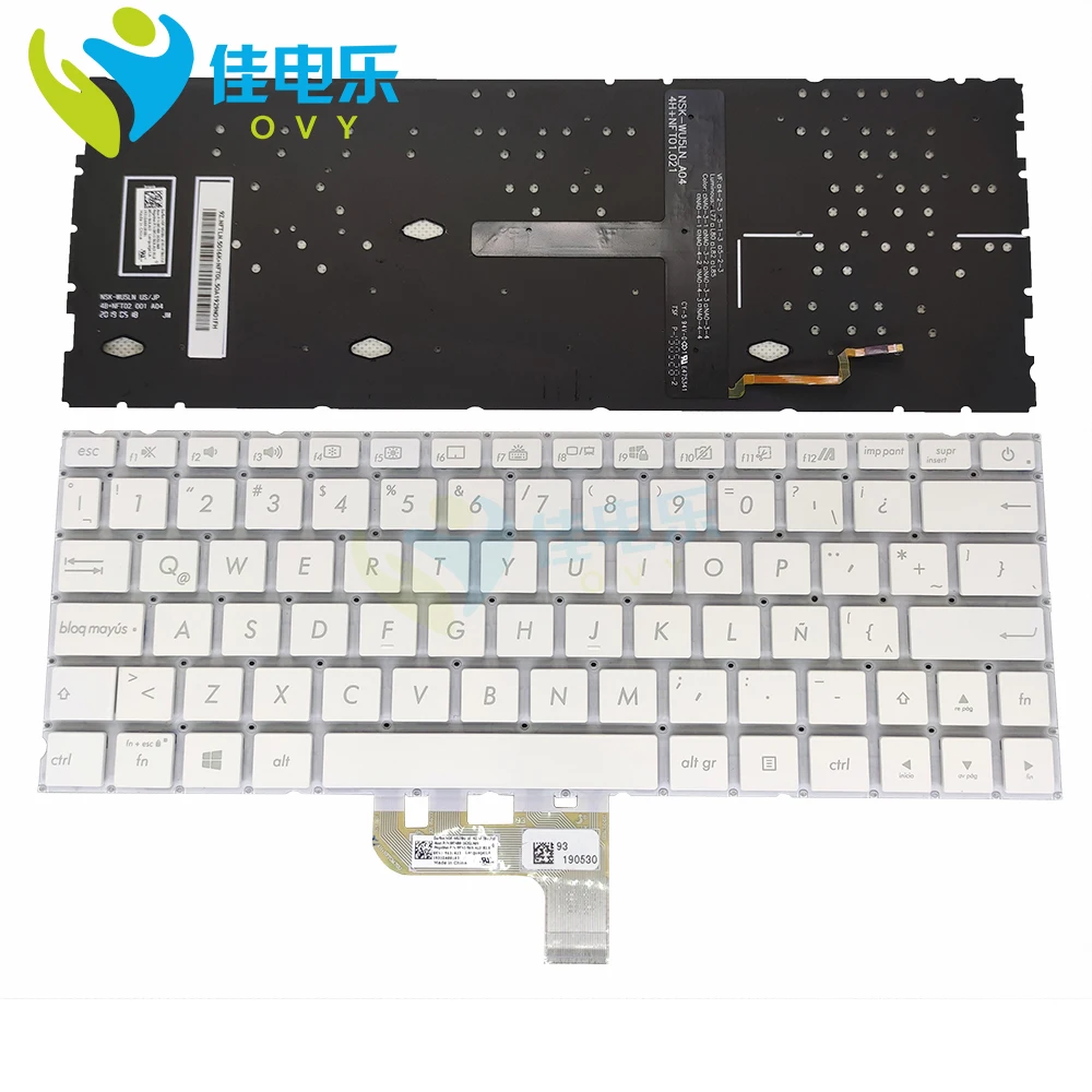 

OVY LA Backlit Keyboard for ASUS Zenbook 13 UX333 UX333FN UX334 Latin white laptop Replacement keyboards 0KNB0 162GLA00 Real new