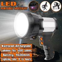 6000 lumen super bright powerful usb led flashlight searching torches night light lamp hand camping lantern rechargeable battery