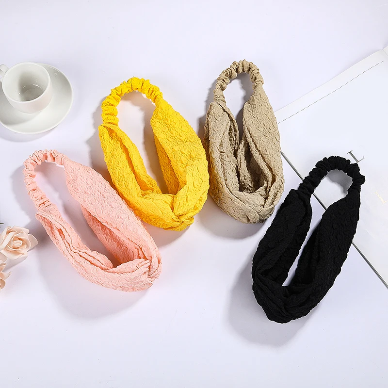 

Bohemian Style Hairbands Summer Solid Color Headbands Cross Knot Turban Hair Accessories For Women Bandanas Sport Headband